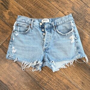 Agolde Women's Frayed Jean Shorts - Light Blue